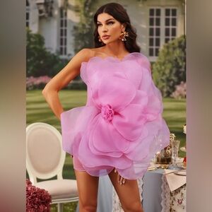 Bella Barnett Nydia Mesh Flower Tube Dress